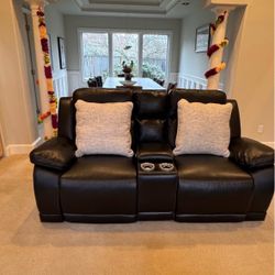 A set of loveseat and 3 Seat  leather recliner.