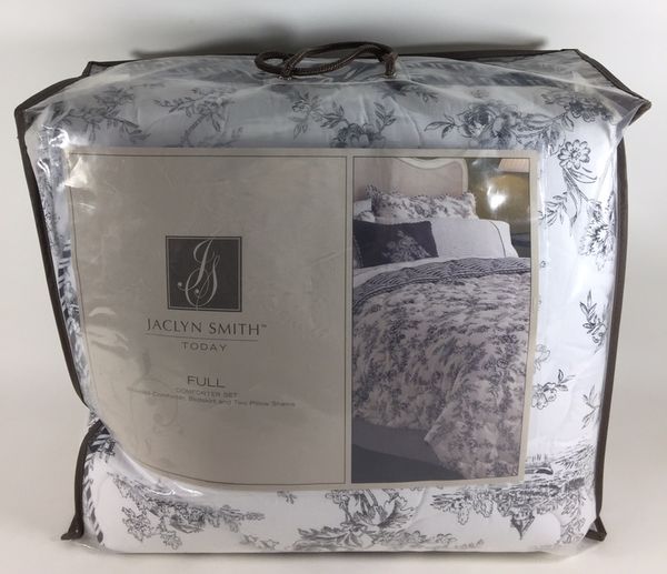Jaclyn Smith Today Full Comforter Set Black White Floral Bed Cover