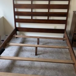 Queen Bed Frame + Wooden Headboard – MUST GO