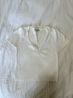 White Ribbed Crop Top Short Sleeve