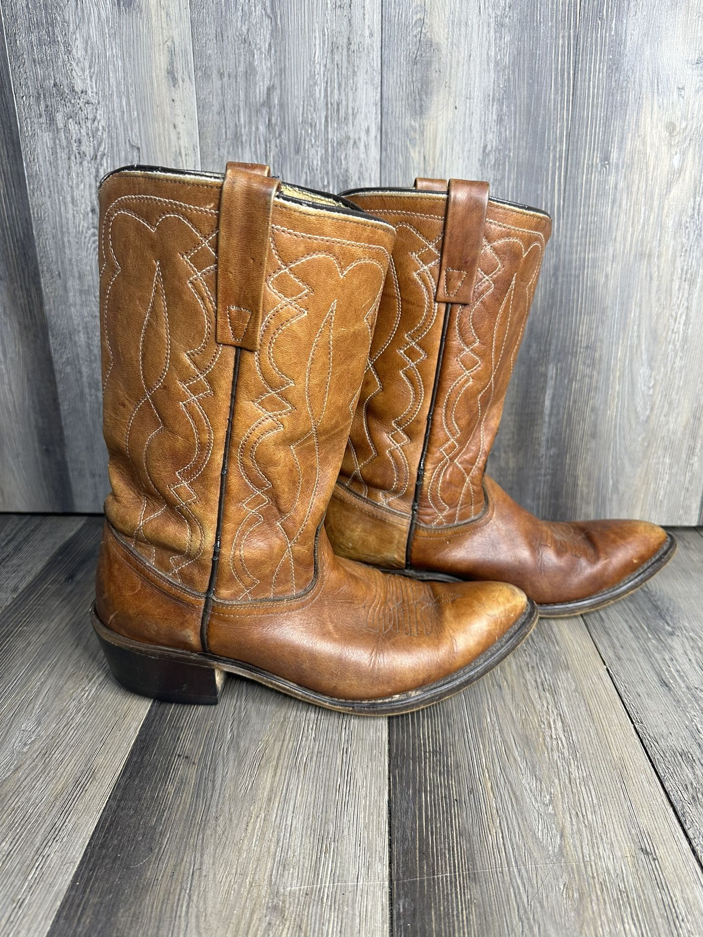 Acme Western Boots Brown Leather Cowboy 80s 90s VTG Mens Size 10D