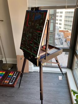 U.S. Art Supply Coronado Black Cherry French Style Tripod Easel