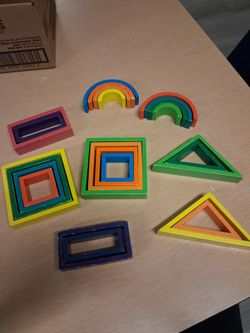 Wooden Rainbow Stacking Shape Blocks Set