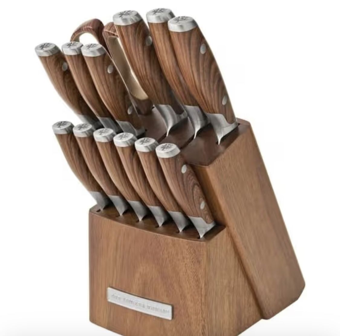 Pioneer Woman 14-Piece Knife Block Set, Stainless Steel Kitchen Knives with Ergonomic Handles, Razor-Sharp Blades, Wood Storage Block, Complete Cutler