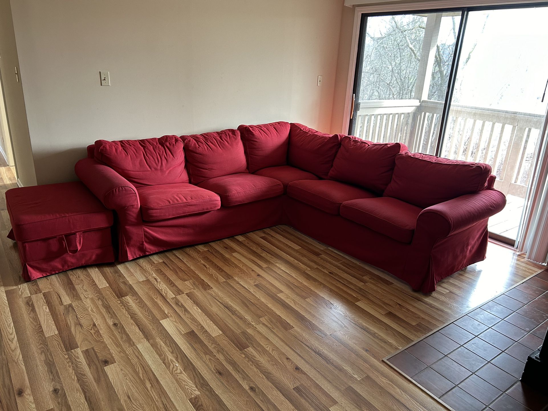 Red L Shaped Sofa IKEA