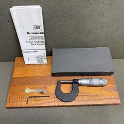 BROWN & SHARPE # 599-1-44 Micrometer 0" - 1" x .0001" Friction Spindle Lock -USA-
