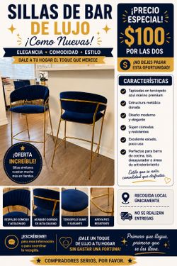 Luxury Bar Stools / Sillas de Bar de Lujo 💙