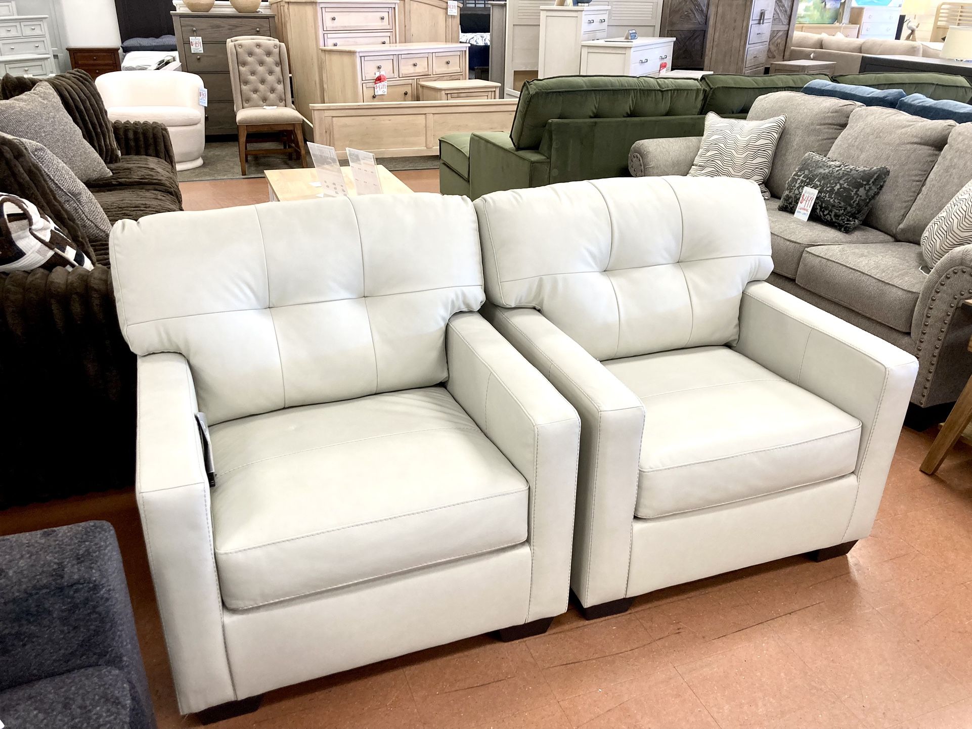 New Set (2) Leather Chairs — CLEARANCE