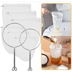 New 8Pack Ultra Fine Mesh Nut Milk Strainer Bags with Zipper