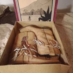 Vintage Mezcalero Leather Cowgirl Fringe Boots.