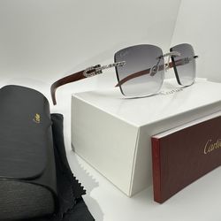 Cartier Wood Diamonds VVS Moissanite Buffs Horn Gray/Platinum Glasses PRICE FIRM
