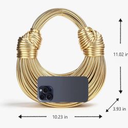 Gold Purse for Women, Woven Knotted Bread Crossbody Clutch Top Handle Creative Noodles Bag Underarm Shoulder Handbag