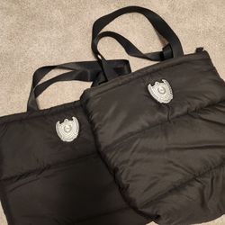 PINK Victoria's Secret Black Puffer Tote Bags (Set of 2)