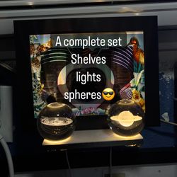 Shelf With Glass Planetary Spheres+LEDs
