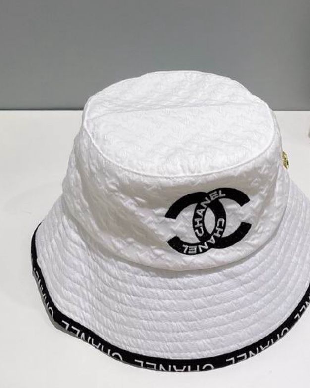 White Chanel Bucket Hat