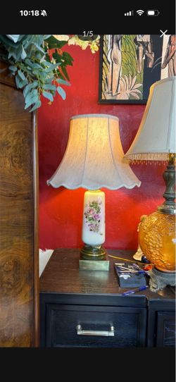Antique porcelain glazed hand, painted beautiful Table nap 30 Tall