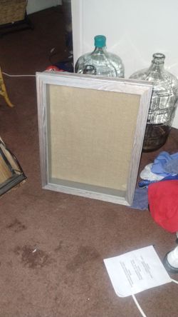 Rustic Wood Framed Burlap Bulletin Board shadow box