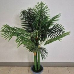 5ft Faux Golden Cane Palm in a 12in Blue Circle Planter @ Lasting Creations