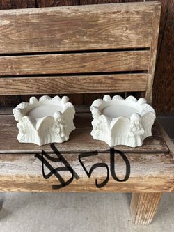 White Plaster Flower Pot Holders