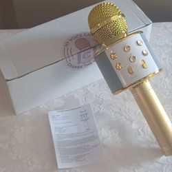 Camp Invention Karokee Microphone Gold And White Rechargeable Works