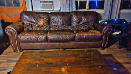 Comfy Brown Leather Couch