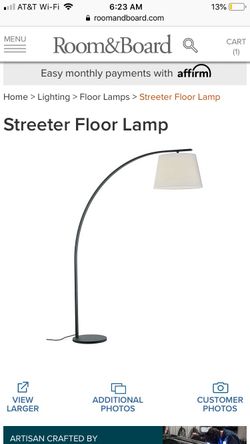 Room & Board Streeter Floor Lamp – 84” Graphite with White Shade – Excellent Condition