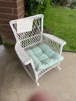 2 antique wicker chairs 1 rocker  1 regular pattern bar harbor