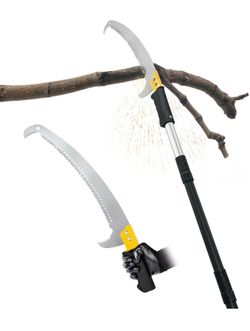 14.5FT Pole Saw with Adjustable Length for Tree Trimming, Lightweight Manual Pruning Saw with Mn Steel Blade,