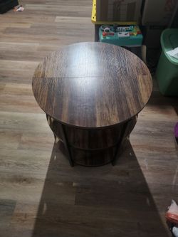 Pair of 3-Tier Rustic Industrial Half-Moon Accent Tables / Round Coffee Table