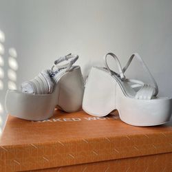 White Platform Sandals/Heels by Naked Wolfe