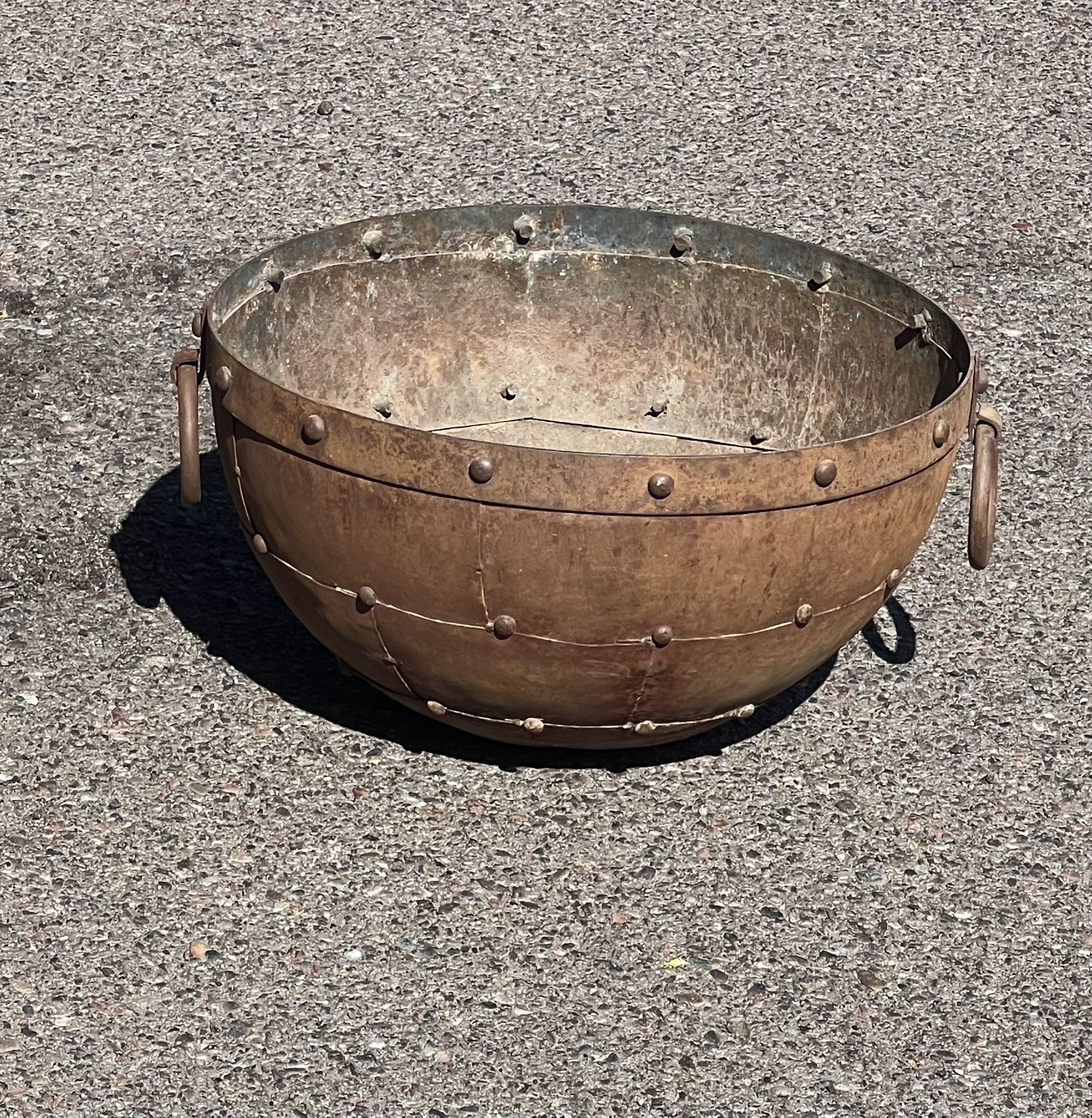Large Round Heavy Metal Flower Pot
