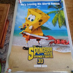SpongeBob Movie Sponge Out of Water teaser original 27" x 40" double -sided movie poster 