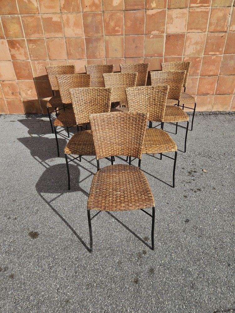 10 Wrought Iron Cane Chairs