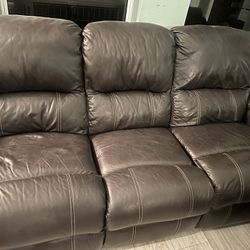 Leather Sofa Set With Recliners 