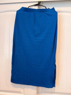 Royal Blue Ribbed Midi Skirt