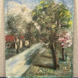 Fantastic Vintage 1954 Impressionist Rural Country Road Landscape by A. Stoller