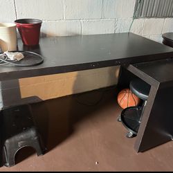 L Shape Dark Walnut Desk 