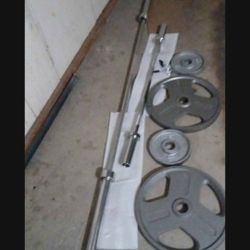 Curl Bar And Curl Bar And  Weights . .