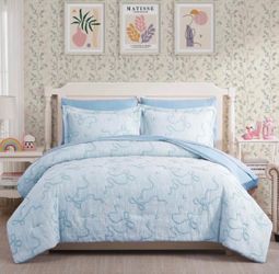 Full Size Comforter Set - 7 Pieces Bow Bedding Set Bed in a Bag