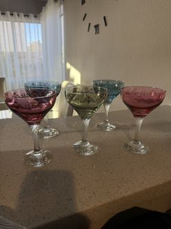 5 Wine Crystal Cups 