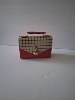 Red Plaid Mini Structured Handbag