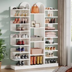 Large White Shoe Rack Storage Shelf Unit