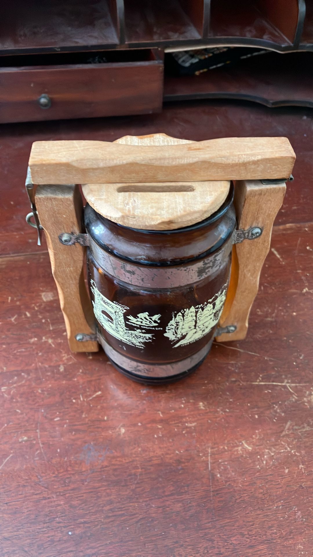 Vintage Barrel Coin Bank