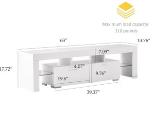 TV Stand for 65/70/75 Inch TV, Entertainment Center with Storage Drawer, Industrial TV Console Table for Living Room and Bedrooms, White