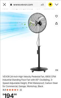 VEVOR 24-Inch Industrial Pedestal Standing Fan