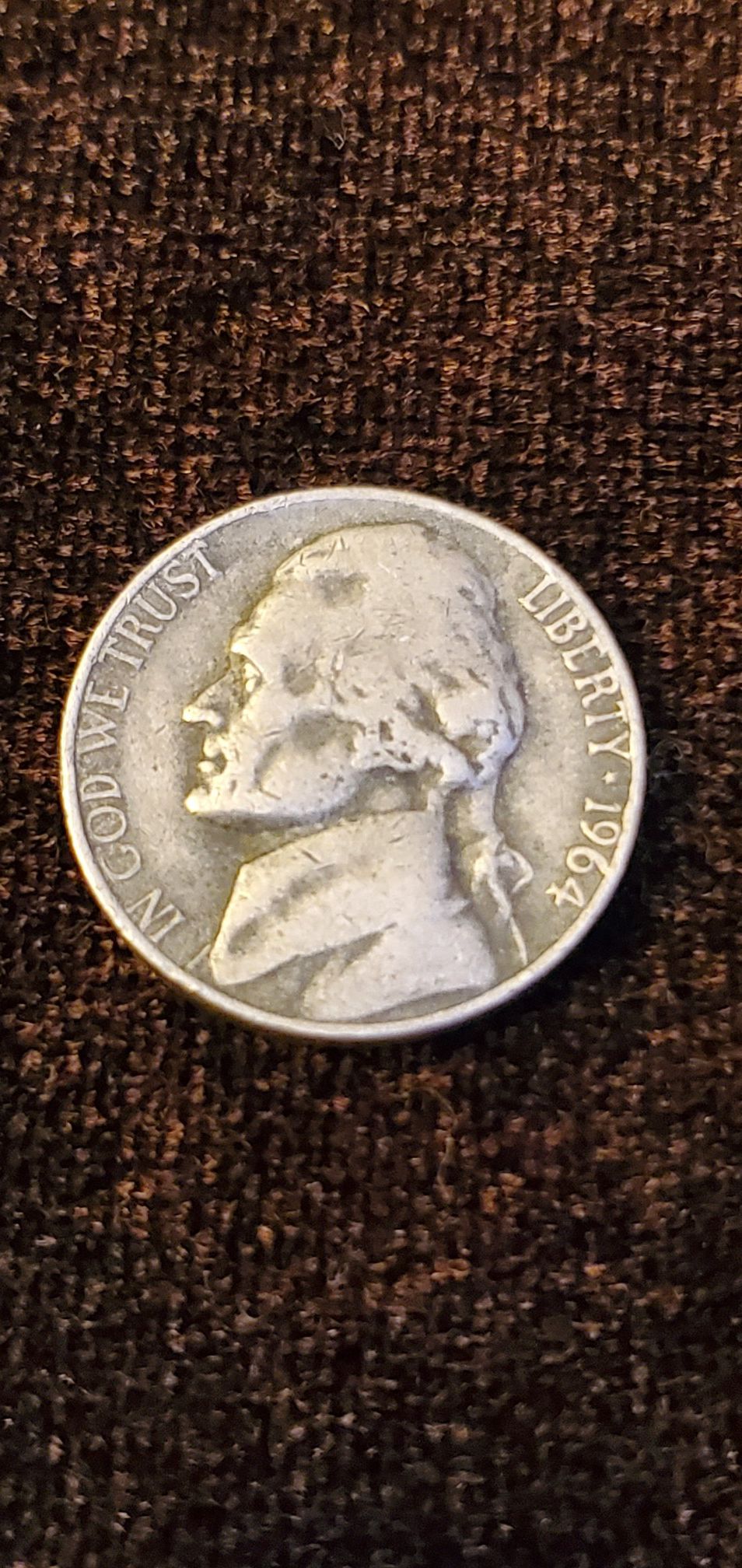 Rare Black 1964 Jefferson Nickel