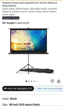 60-Inch Projector Screen with Tripod Stand