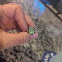 Vintage Silver 895  Emerald Ring