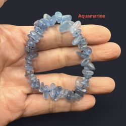 Aquamarine Genuine Stone Chips Bracelet