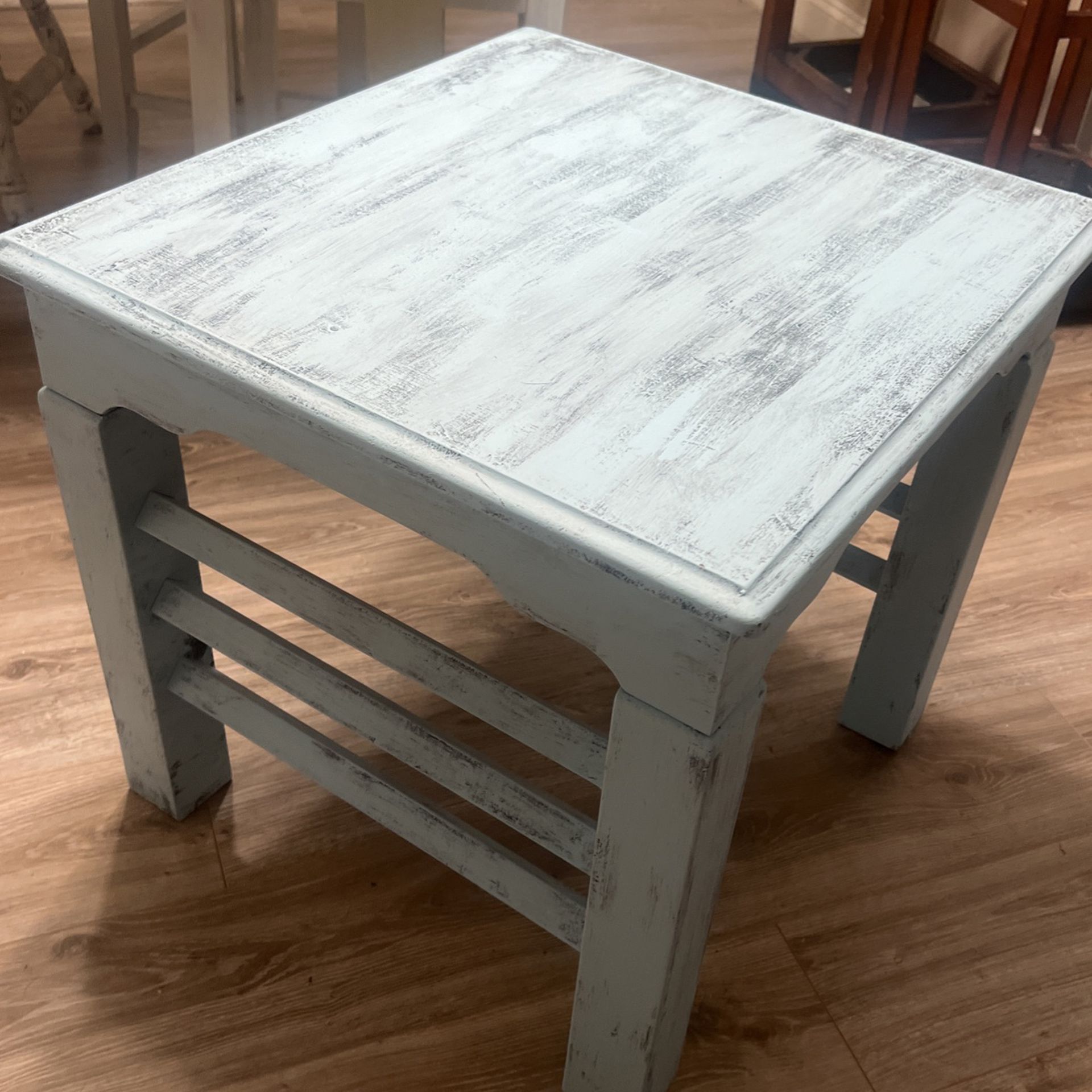 Beach Blue Distressed Painted  End Table